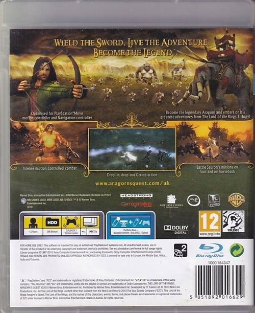 The Lord Of The Rings Aragorns Quest - PS3 (B Grade) (Genbrug)
